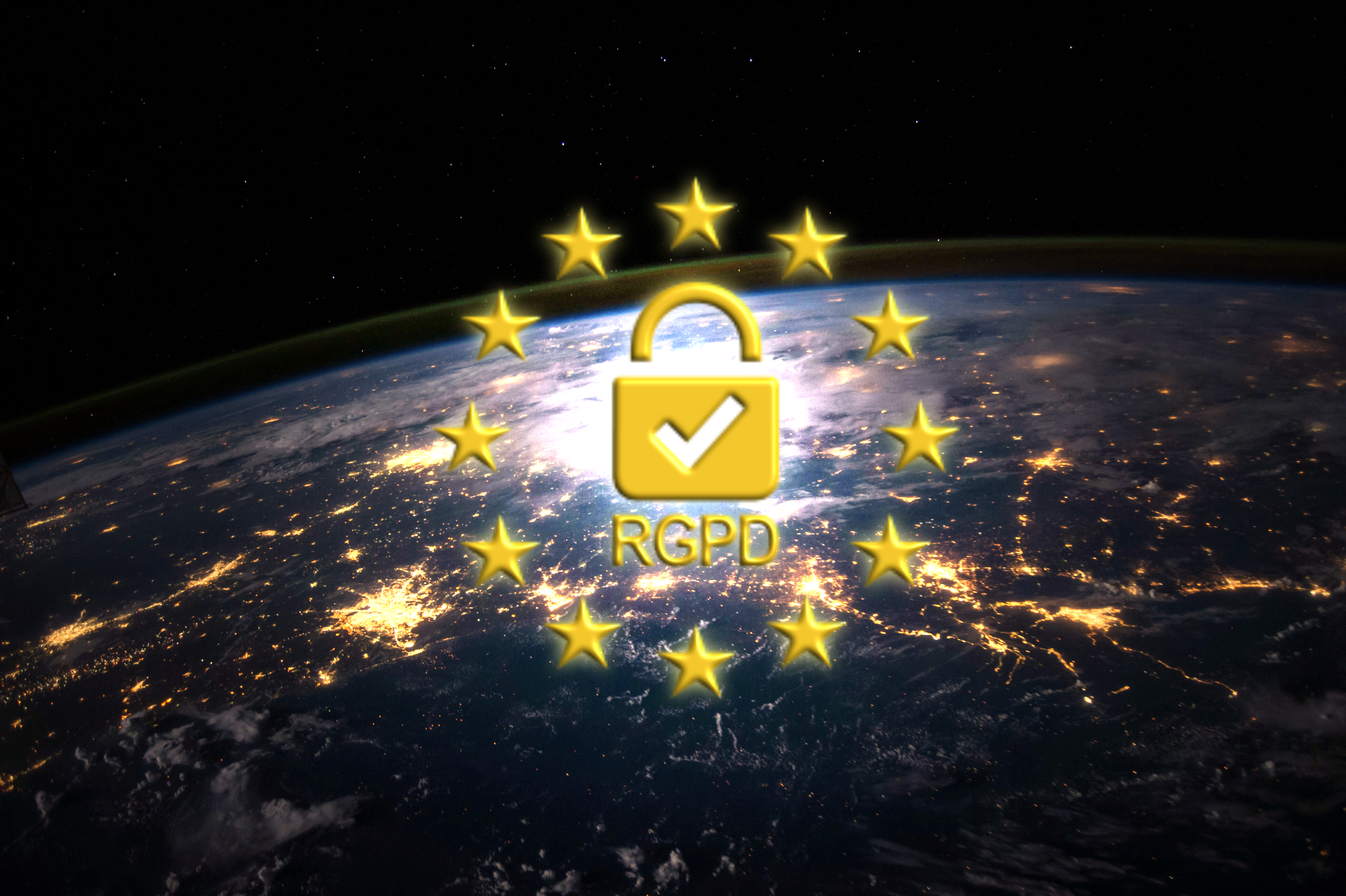 Logo RGPD avec la terre en fond